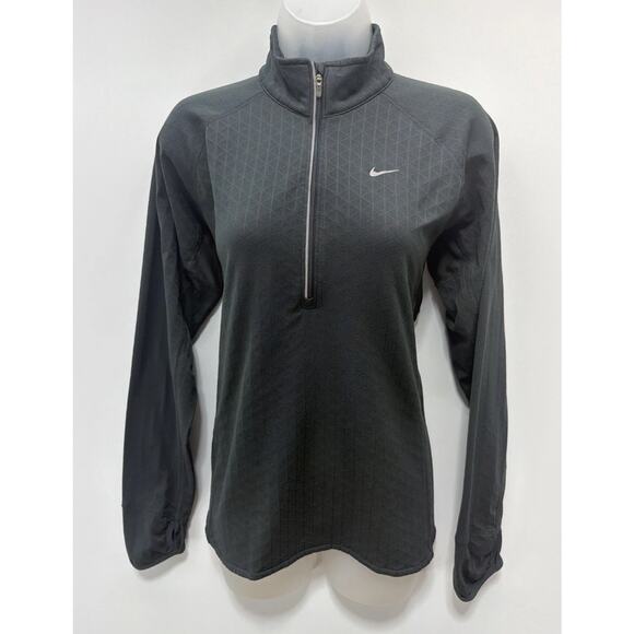 Nike Dri Fit Running 1/4 Zip Long Sleeve Hooded Womens Large Gray - Picture 1 of 7